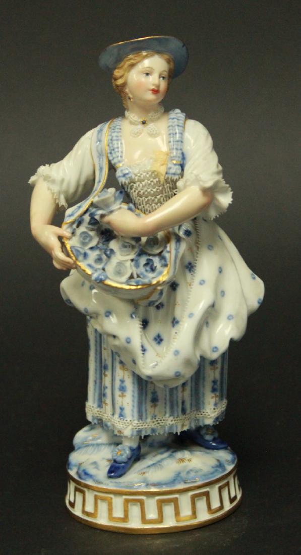 Meissen Figure of Lady with Basket of Flowers (1 of 5)