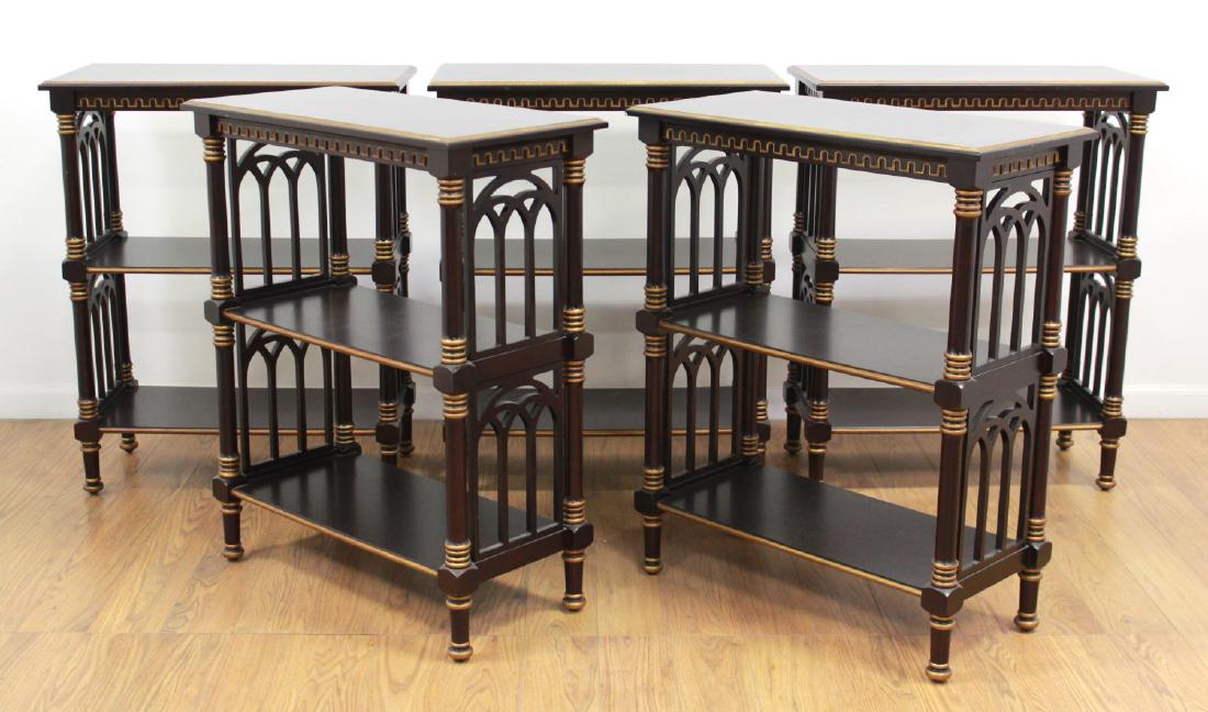 Set of 5 Black & Gold Victorian Style Bookcases (1 of 5)