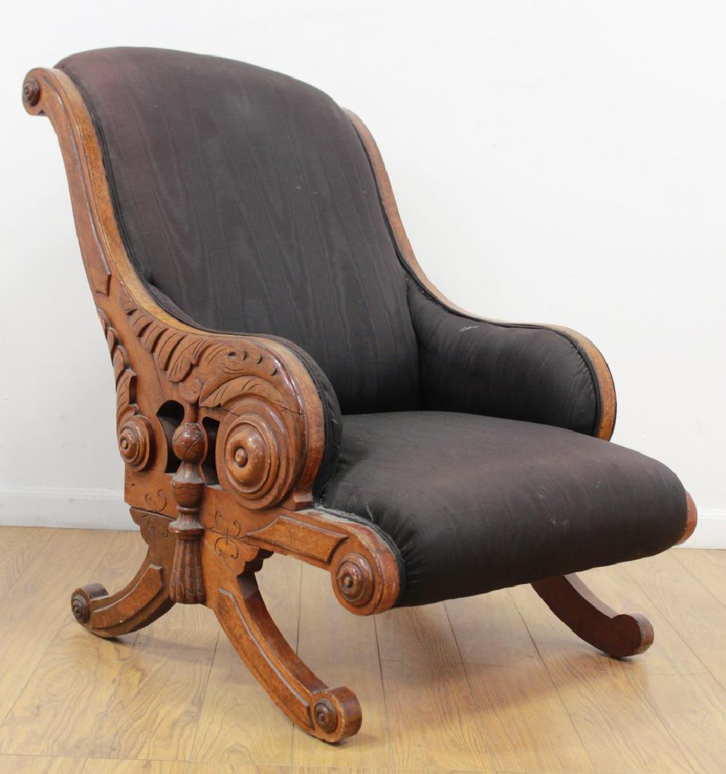 Renaissance Revival Walnut Lolling Chair (1 of 4)