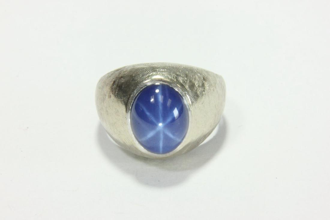 14K White Gold & Star Sapphire Men's Ring (1 of 3)