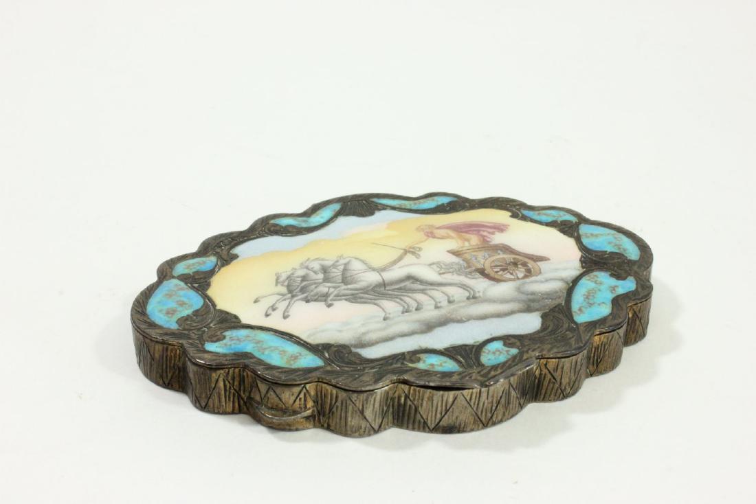 800 Silver Compact with Enamel Mythological Scene (1 of 7)
