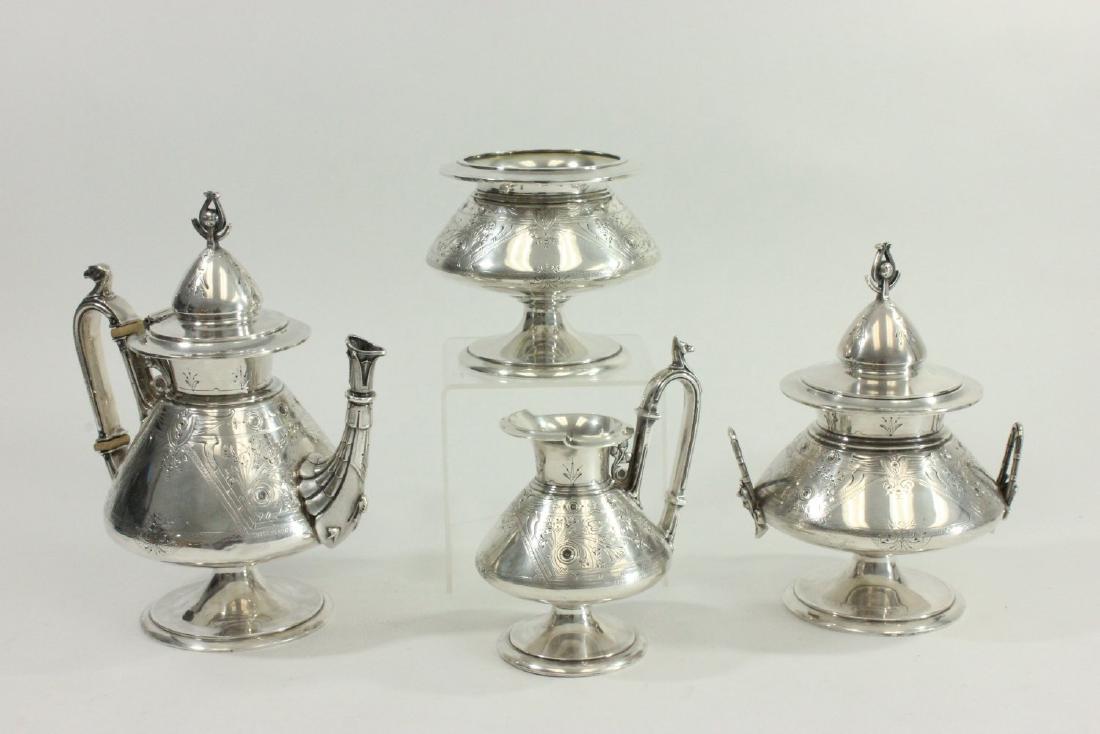 4-Pc 19th C. Krider & Briddle Philadelphia Tea Set (1 of 10)