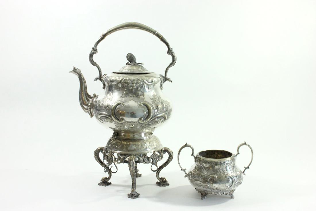 19th C. English Silverplated Tea Kettle & Waste (1 of 6)