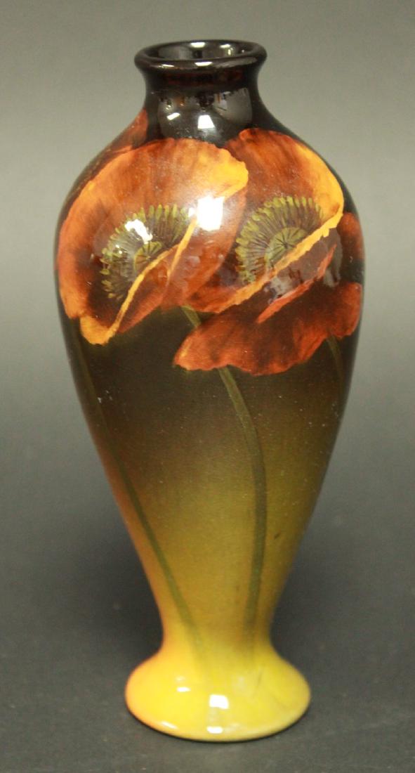 Rookwood High Gloss Floral Brown Vase (1 of 3)