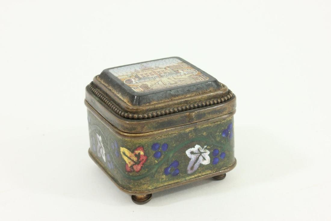 Enamel Pill Box with Micromosaic Pietra Dura Top (1 of 4)