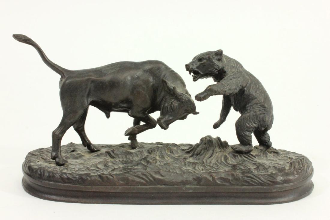 Early 20th Century P.J. Mene Bronze Bear with Bull (1 of 5)