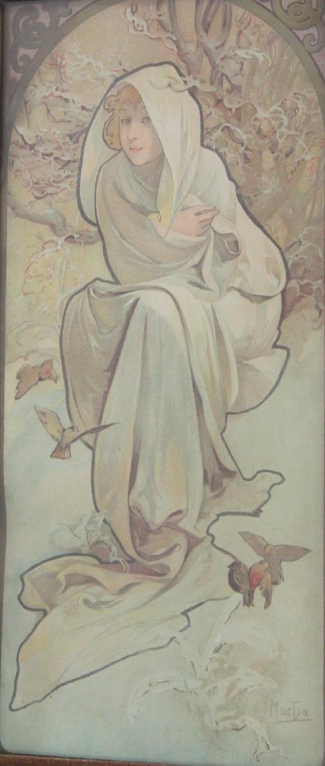 Alphonse Mucha, Robed Girl with Birds (1 of 3)