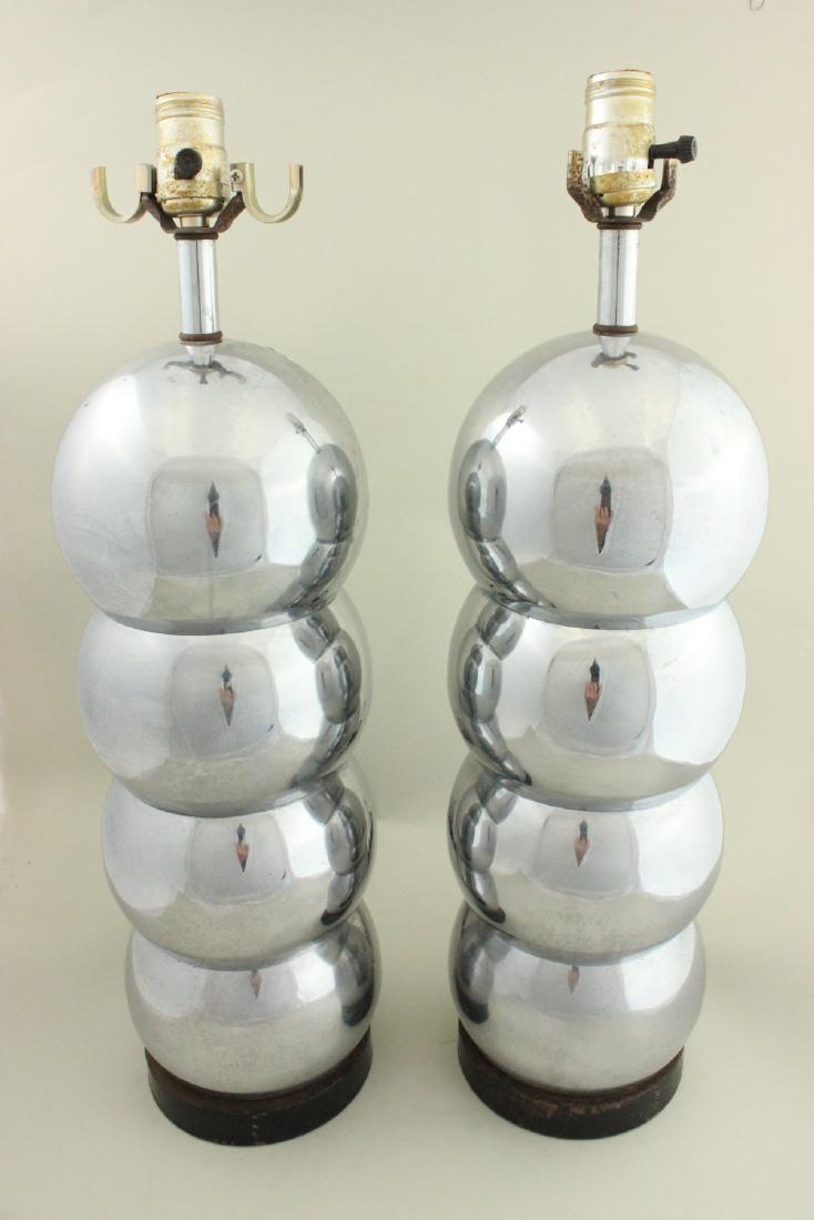 Pair George Kovacs Caterpillar Chrome Lamps: Mid-century modern. Approx. 19" H. (7112)