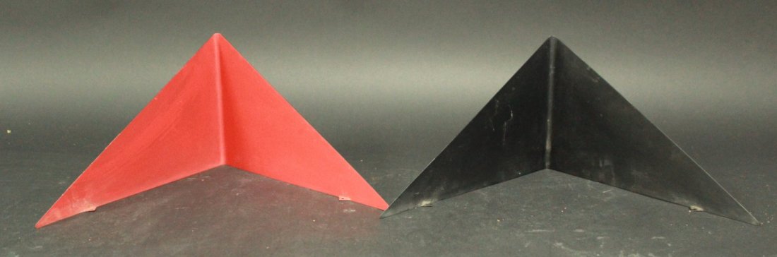Pair Modernist Black & Red Tole Wall Brackets (1 of 3)