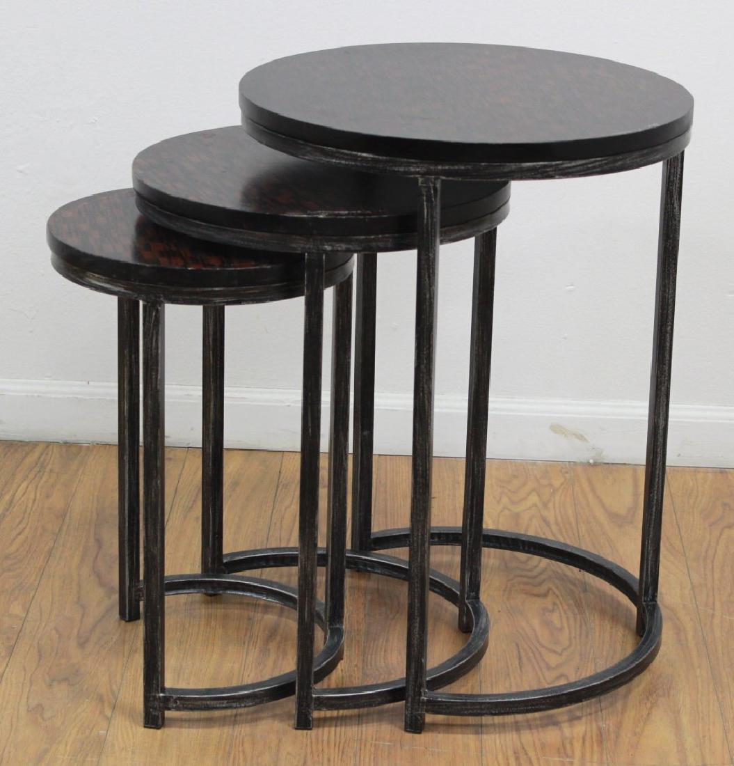 Mid-Century 3 Nest of Tables: Approx. 25 1/4" H x 18" diameter.