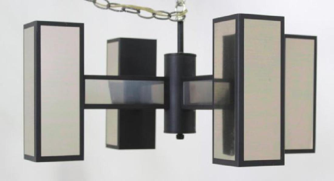 :Modern X-Form Black Metal & Mirrored Chandelier (1 of 2)