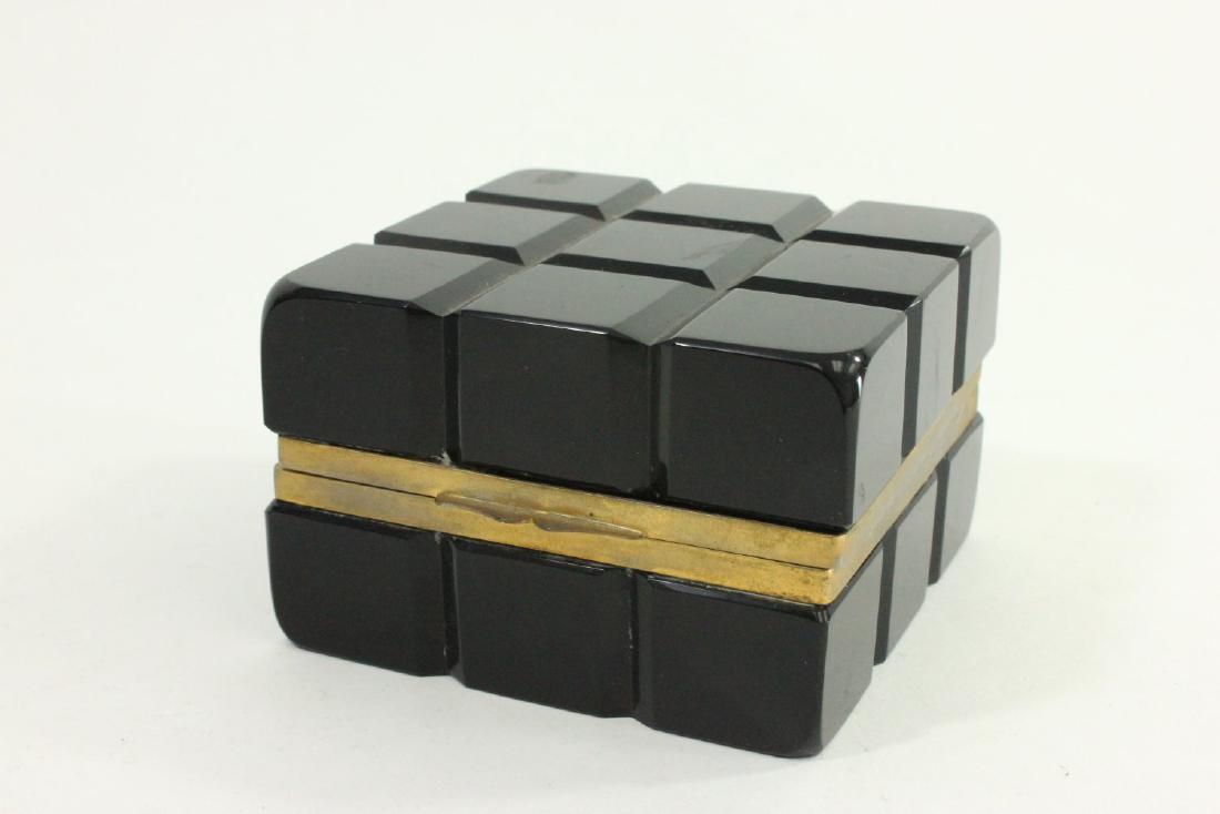 Black Glass Brass Mounted Jewelry Box (1 of 3)