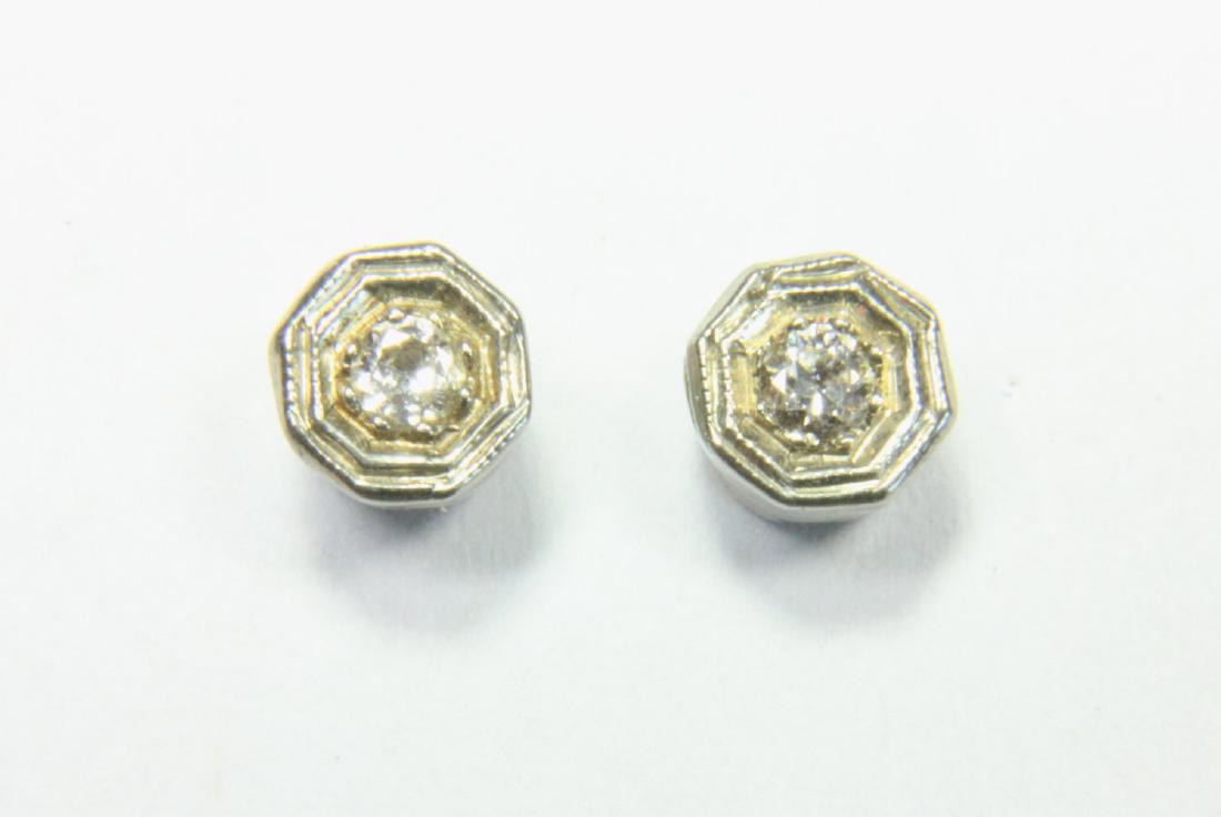 Diamond Stud Earrings: Weight approx. 1.6 grams (.9 dwt). 14K white gold. 2 cts each. Pavé set. Screw backs.