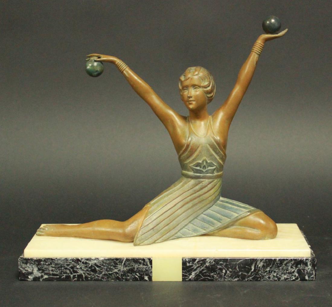 Art Deco Metal Figure Seated Dancer Girl (1 of 4)