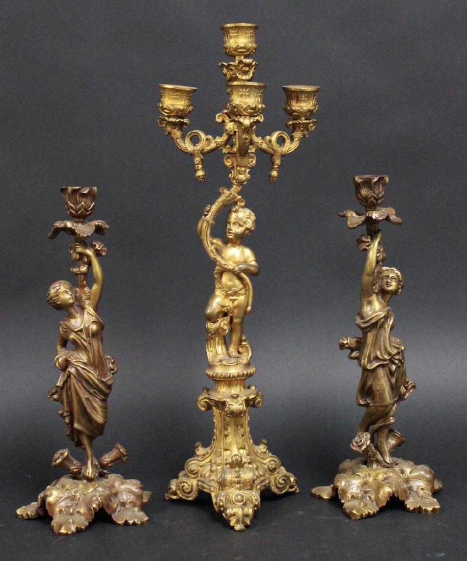 Pair Victorian Style Bronze Figural Candlesticks (1 of 7)