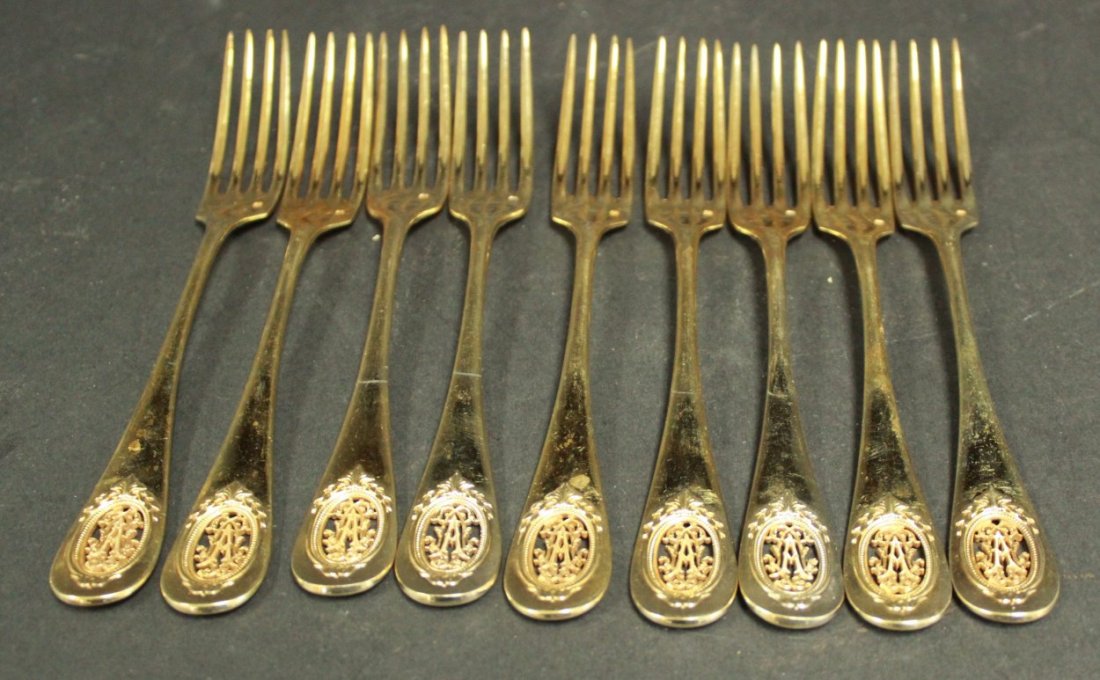 Set of 9 French Sterling Silver Forks (1 of 4)