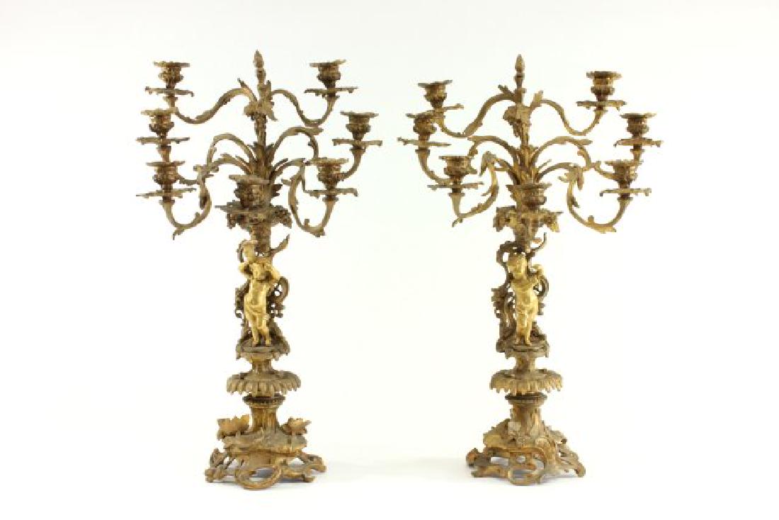 :Pair 19th Century Dore Bronze 7-Light Candelabra (1 of 8)
