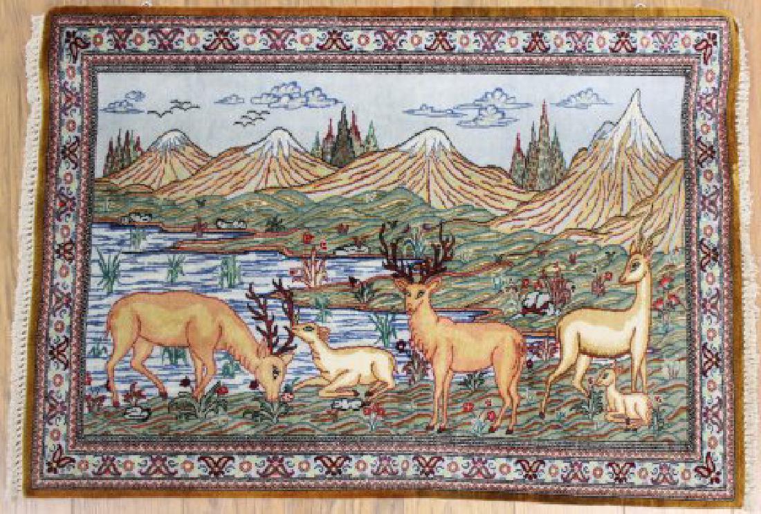 :Silk & Wool Chinese Wall Hang Rug / Carpet (1 of 3)