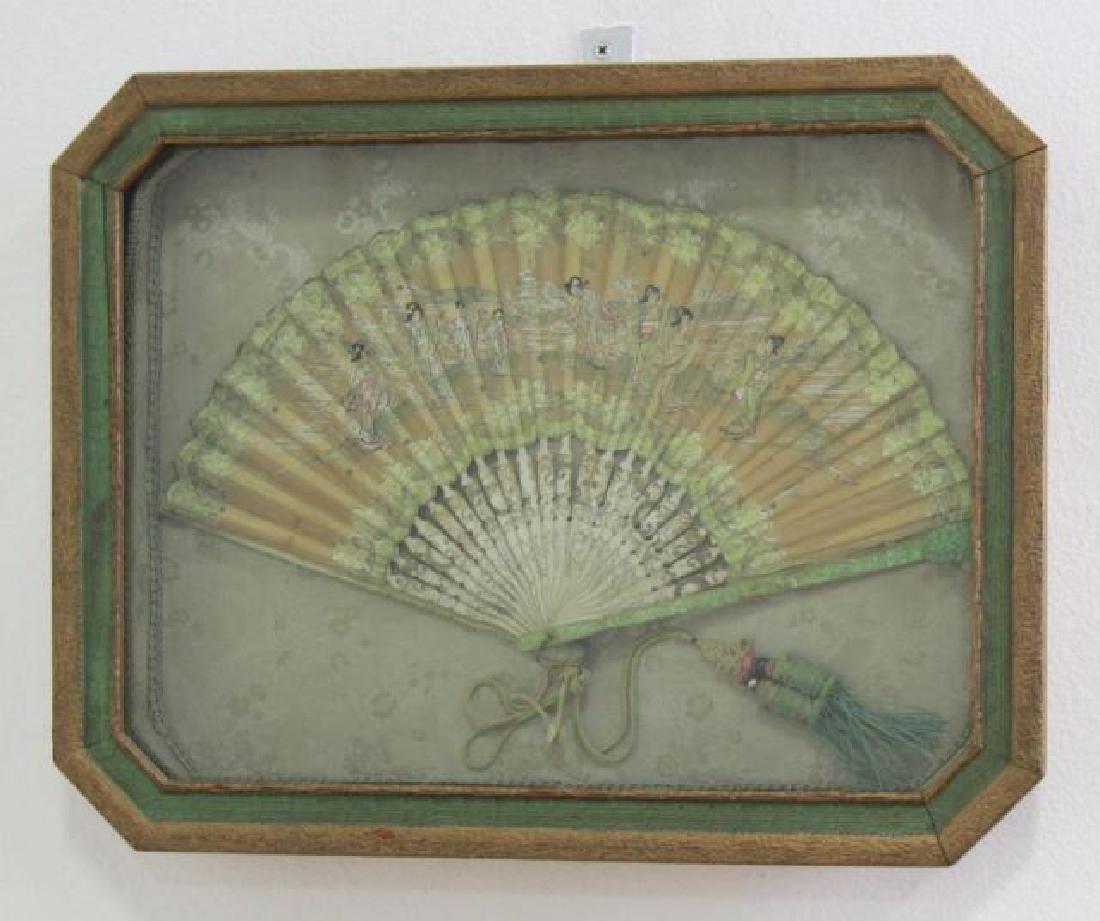 :Antique Hand Painted Fan in Frame (1 of 2)