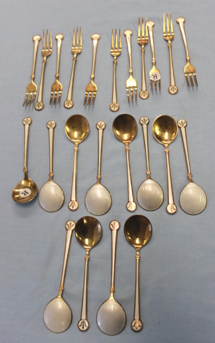 David Anderson Norway 12 Enameled Spoons, 11 Forks (1 of 2)