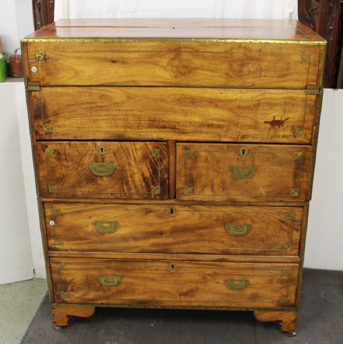 19th Century 2-Part Campaign Desk (1 of 6)