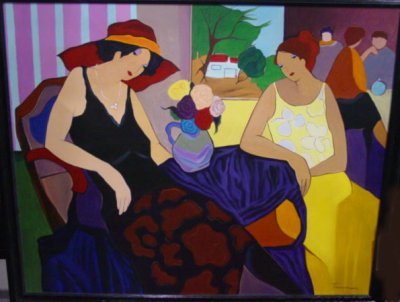 20TH C. OIL PAINTING ON CANVAS WOMAN AFTER TARKAI (1 of 3)