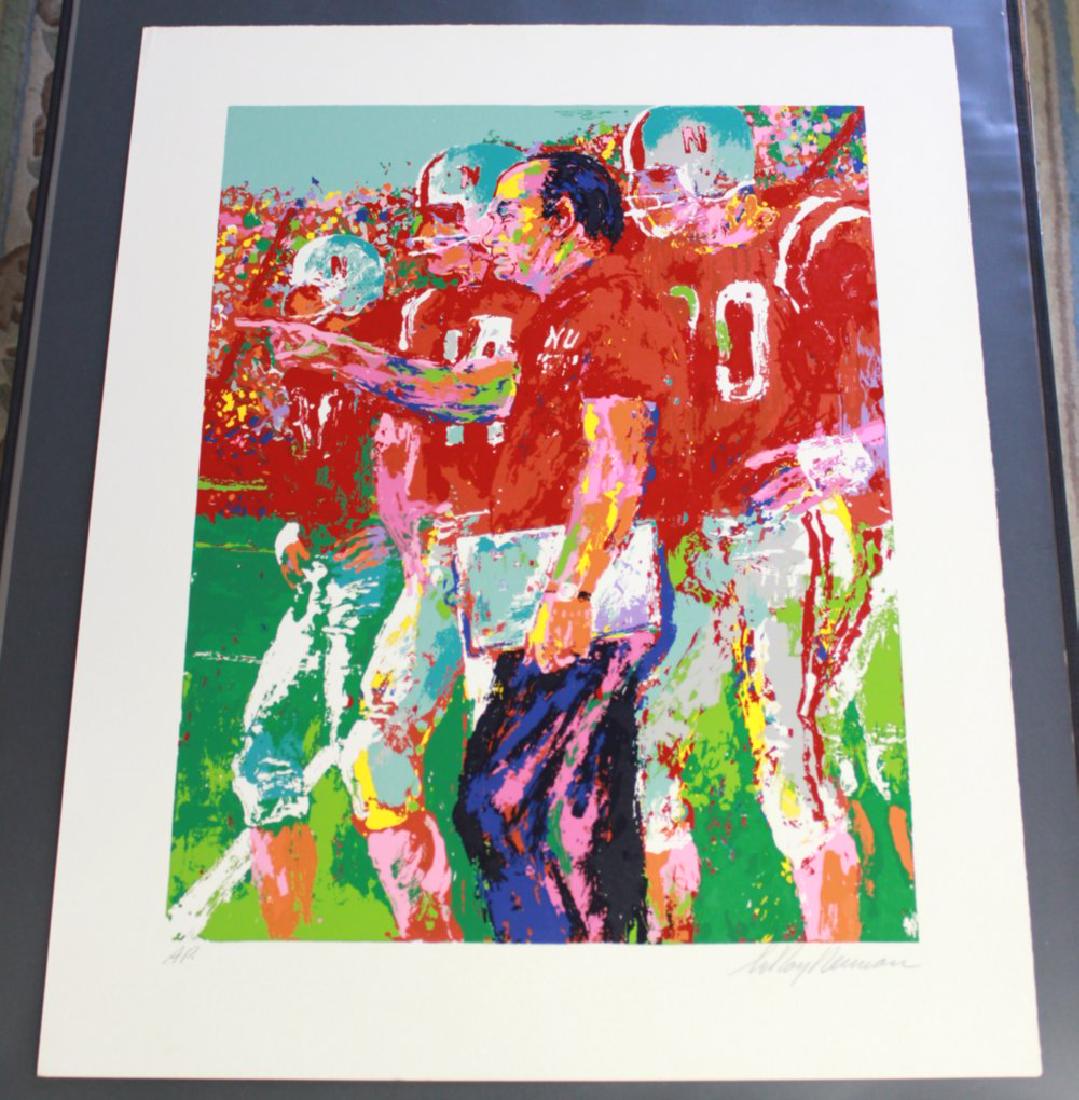 Leroy Neiman, "Coach Devaney" from Nebraska Suite: Depicts Nebraska University Huskers football coach Bob Devaney on the sidelines. 1984. Limited edition silkscreen in colors. Unframed. Signed lower right in pencil and marked AP (Artist Proof) lower l