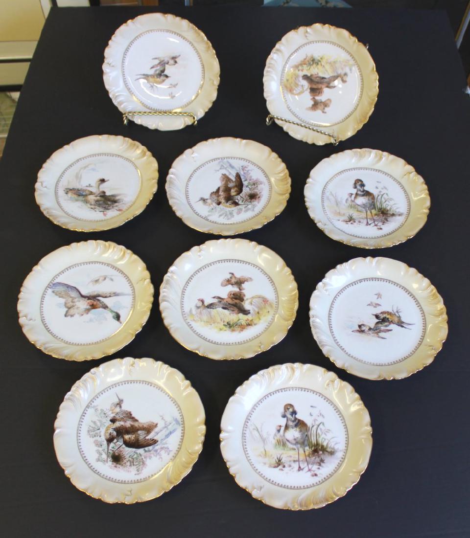 11 Charles Field Haviland Limoges Game Plates: Approx. 8 3/4" D.