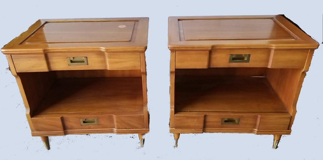Pair John Clingman for Widdicomb Campaign Tables: Side tables. Circa 1960.