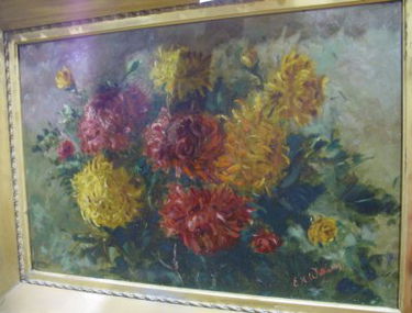 1120 Oil Painting Canvas Still Life Signed E K William Mar 09