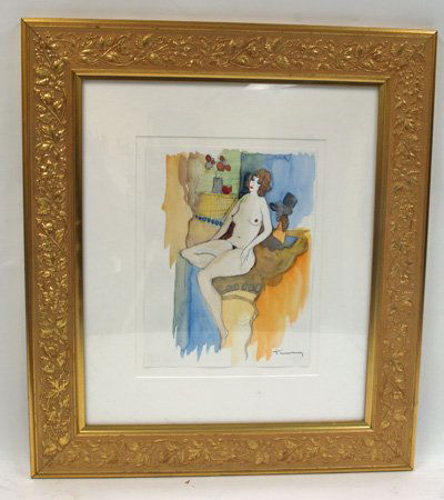 Watercolor & ink signed Itchak Tarkay (1 of 3)