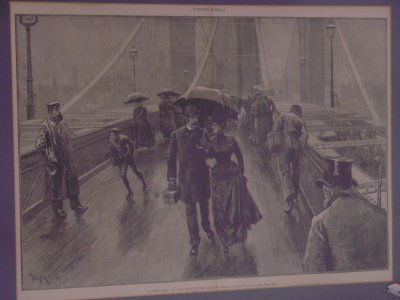 Print Brooklyn Bridge by Thulstrup 1887: 12/15. Signed.