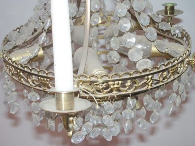 Swedish bronze & crystal 5 light chandelier - 3