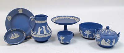 7 pieces blue & white Wedgwood