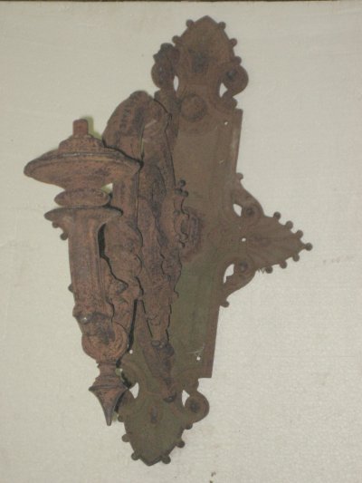 19th c. wrought iron glass light mount