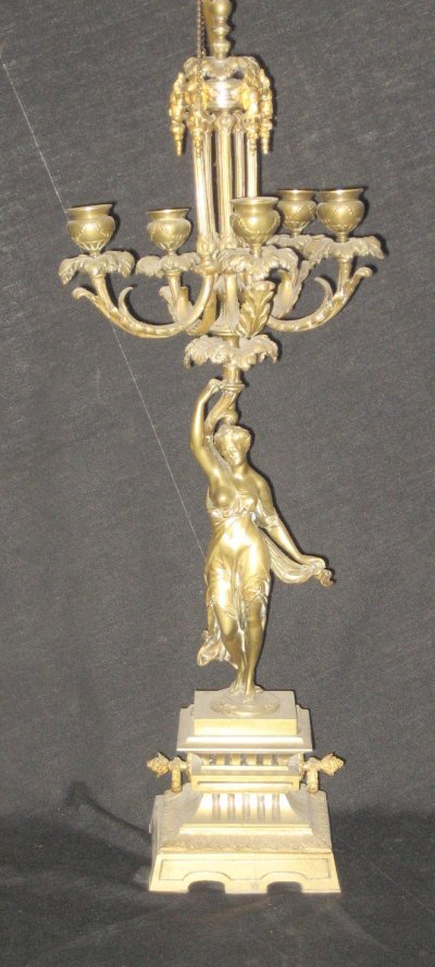 19th c. bronze figural candelabra