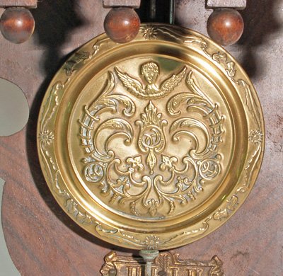 19th c. Austrian carved walnut hanging wall clock - 4