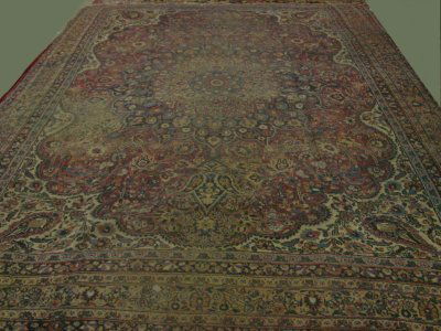 Machete rug ca. 1910: Worn condition. Approx. 9' x 12'