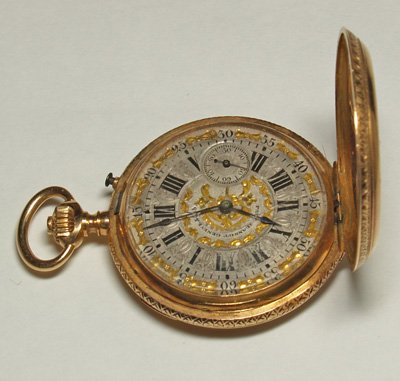 Gold, cobalt enamel & diamond pocket watch - 4