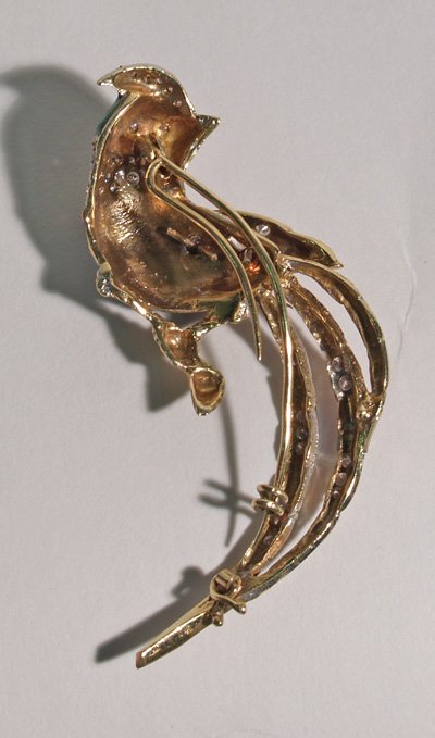 14kt yellow gold, diamond & enamel pin - 2