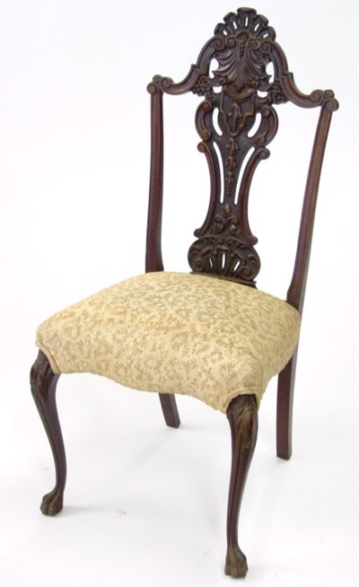 Carved claw leg high back vanity chair