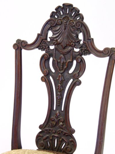 Carved claw leg high back vanity chair - 2
