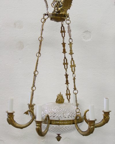 Bronze & crystal chandelier