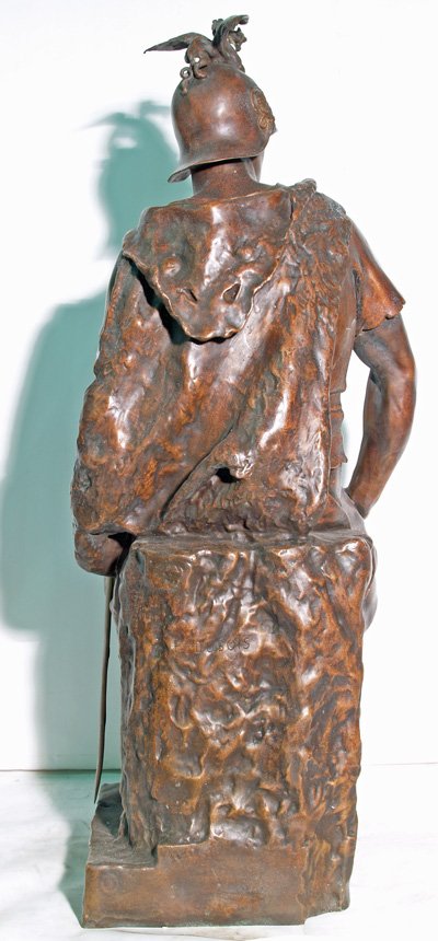 Figure of bronze Roman seated with sword - 2
