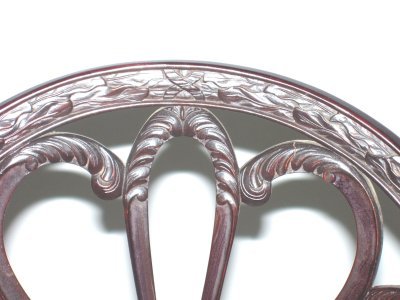2 complimentary hand carved mahogany arm chairs - 3