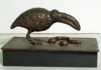 Early 20th c. Bronze DoDo Bird on wood base