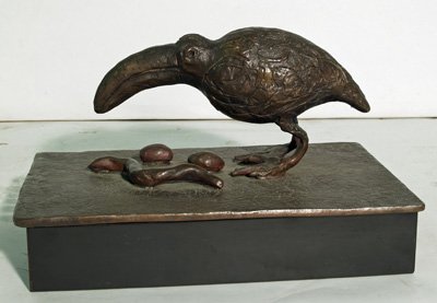 Early 20th c. Bronze DoDo Bird on wood base - 3