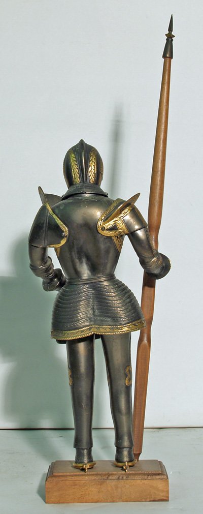 Pair patinated bronze armored knights  - 4