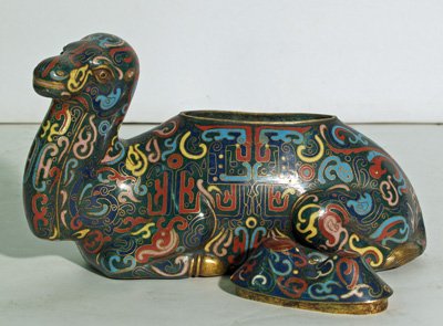 Pair Antique cloisonne lidded camels - 2