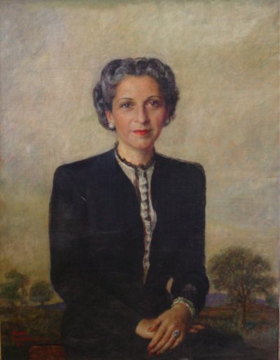 Gilt framed portrait of woman artist signed